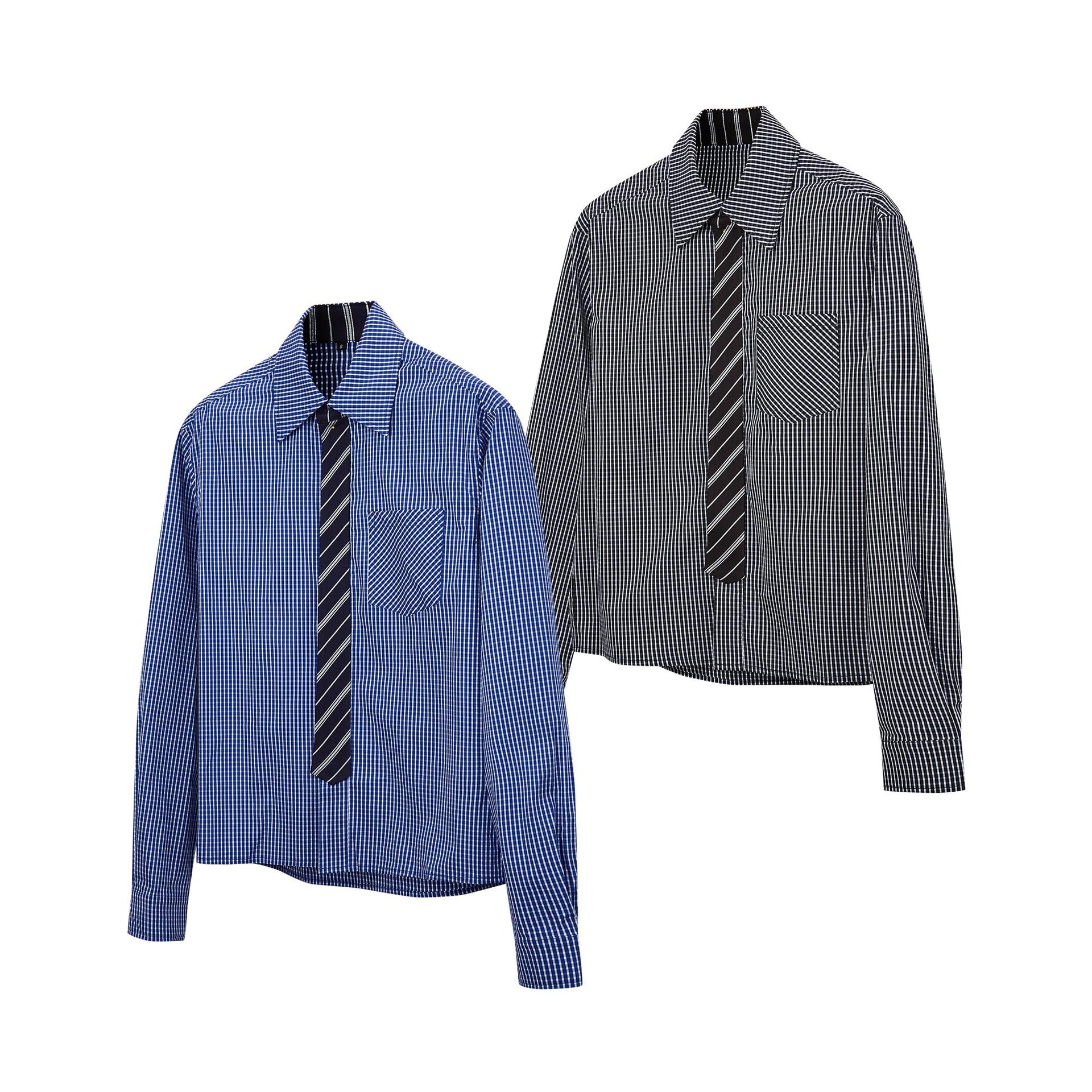 MADEEXTREME Spring Gold with Tie Splicing Old Money Shirt