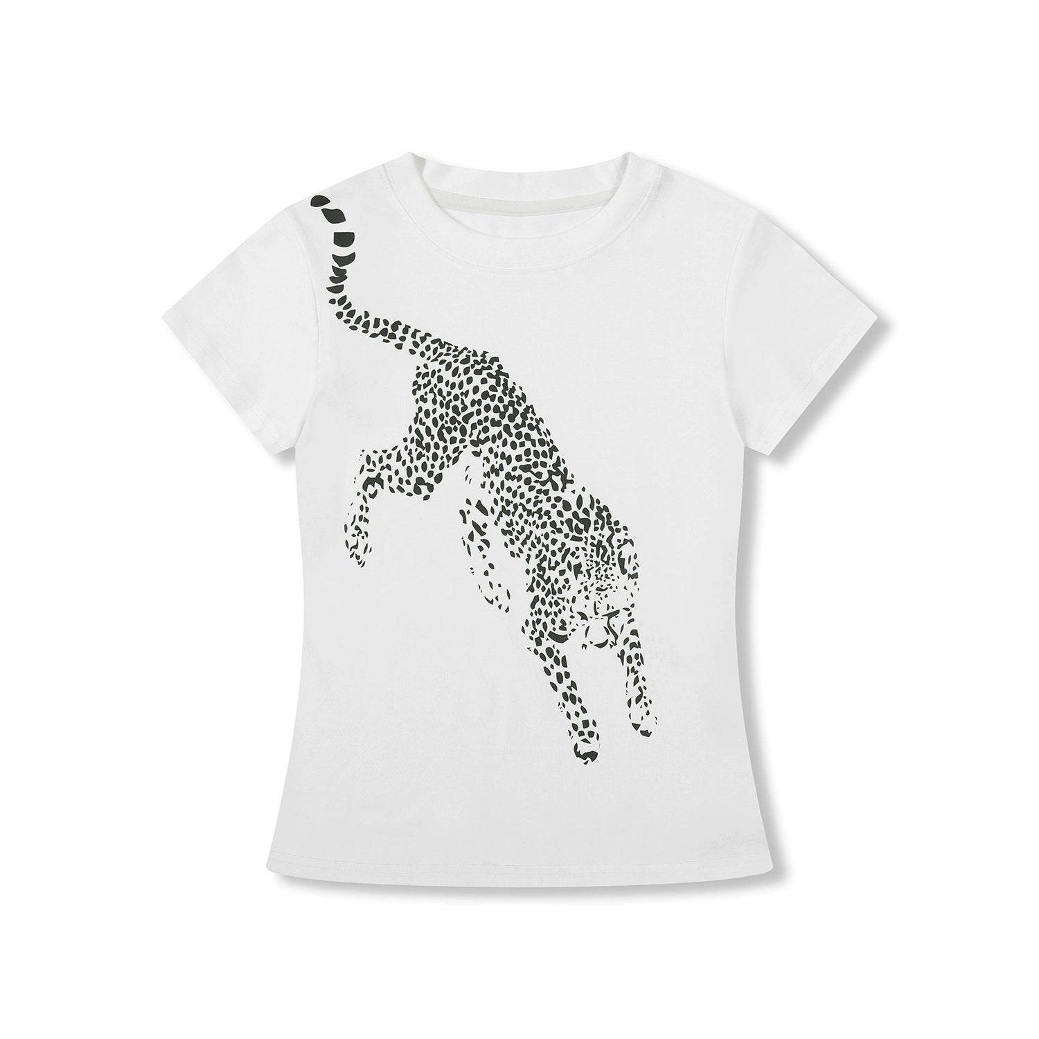 MICHINNYON Leopard Print Front Shoulder Casual Tee