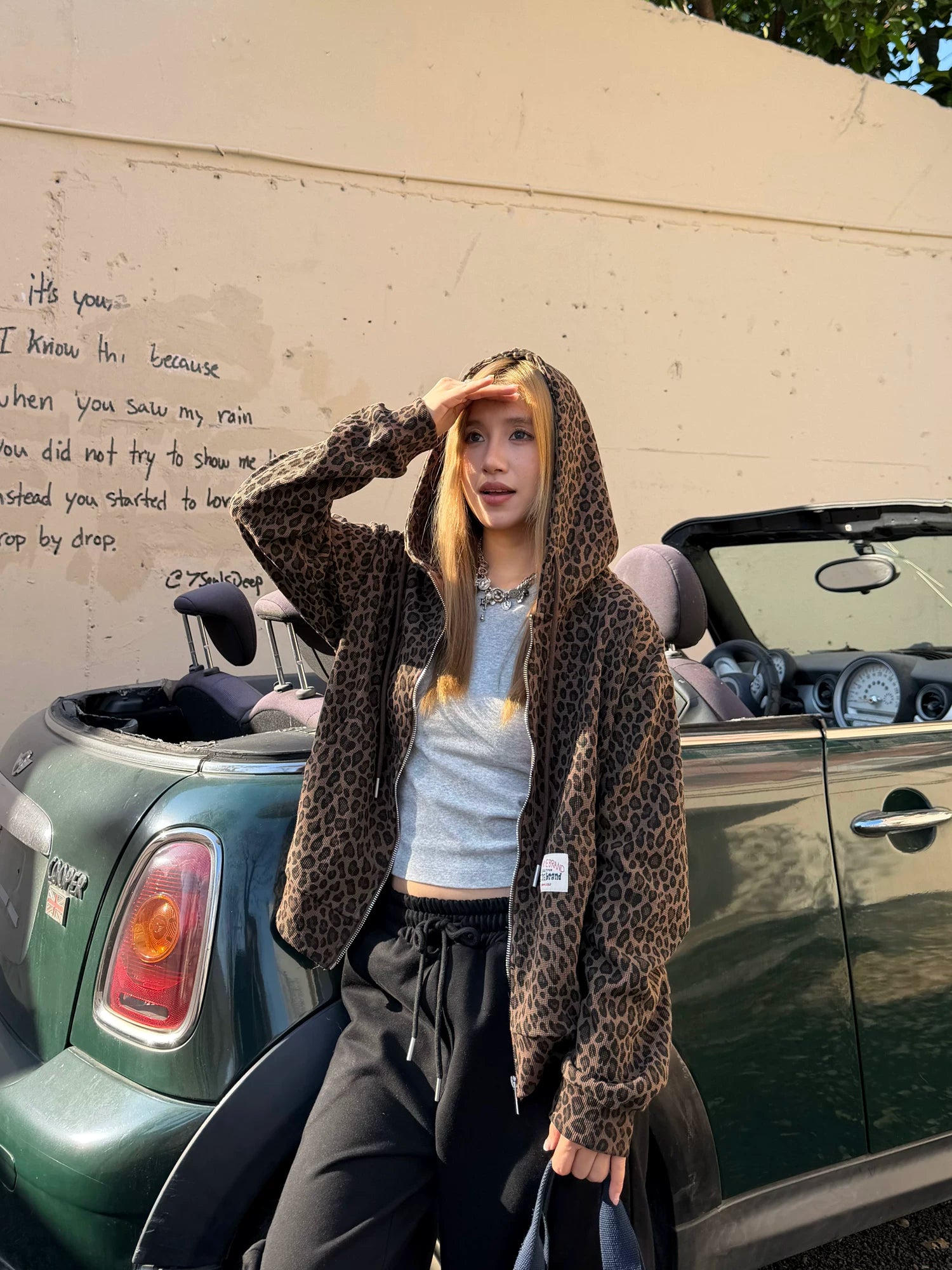CCYE Waffle Leopard Print Jacket
