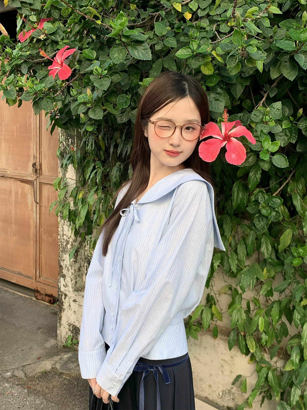 MUCHA Striped Casual Versatile Long Sleeve Shirt