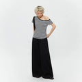 AIRHOOD Slanted Shoulder Striped Off-the-shoulder Tee