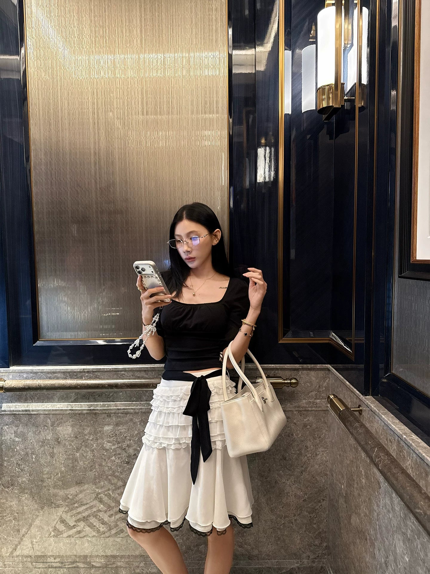 YOUNG KYLIN Temperament Stitching Skirt