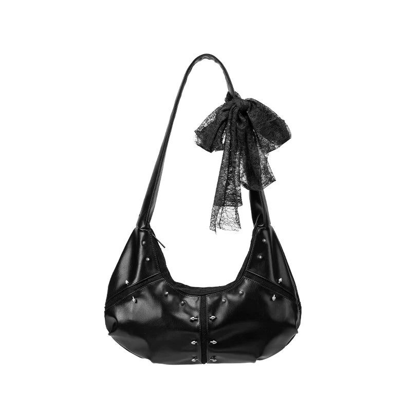 Acynmixx Lace Leather Large Capacity Shoulder Crossbody Bag