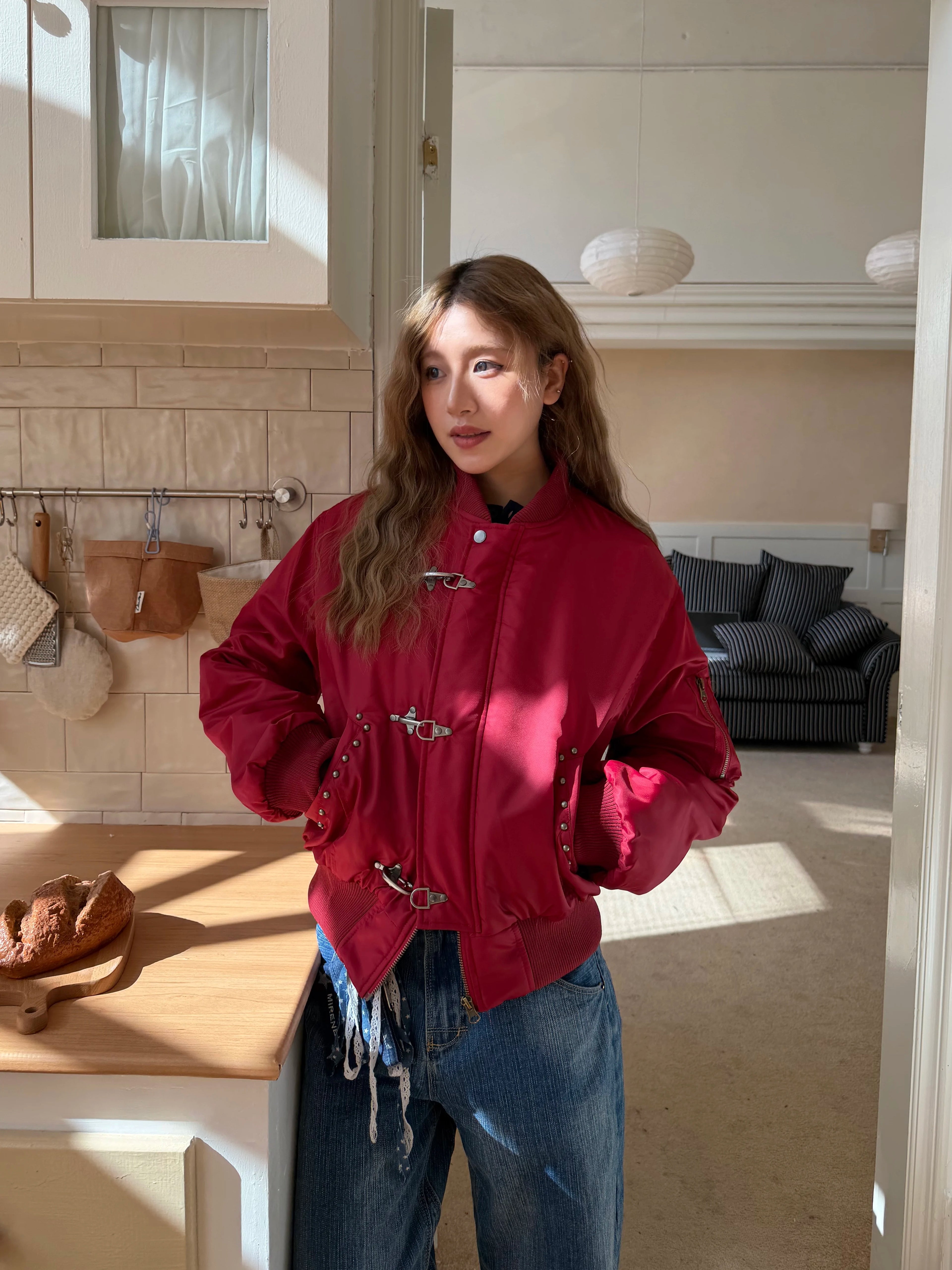 CCYE Lobster Button Bead Flight Jacket Cotton Jacket