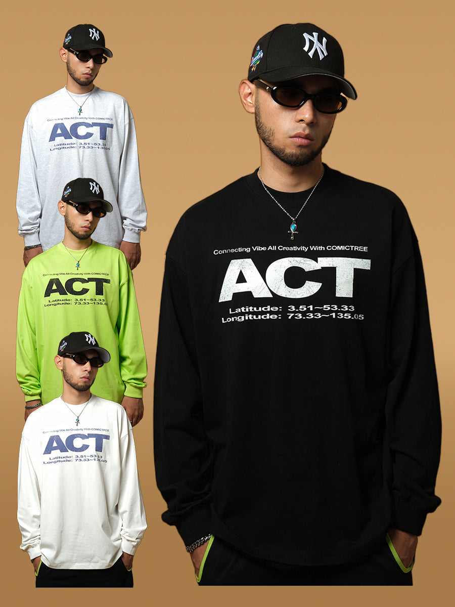 ComicTree C.t  multi-color action slogan long-sleeved Tee