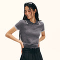 Ariseism Contrast Color Polo Collar Casual Tee