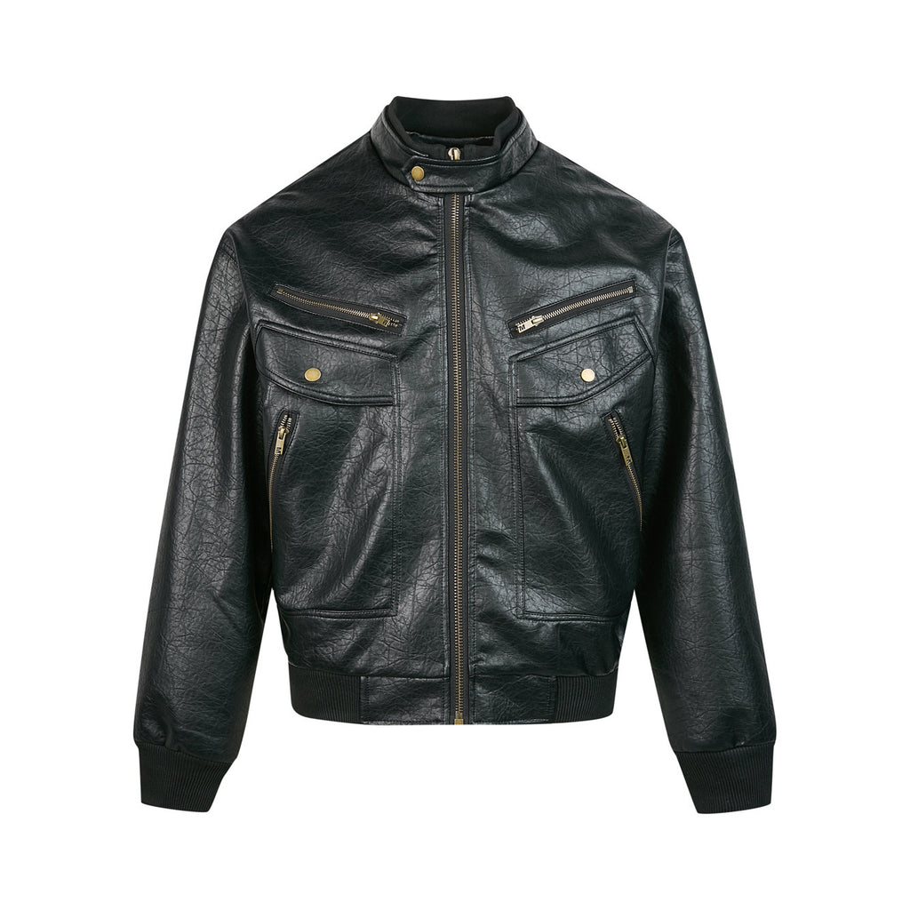 Eme Vintage Pu Leather Cotton Jacket