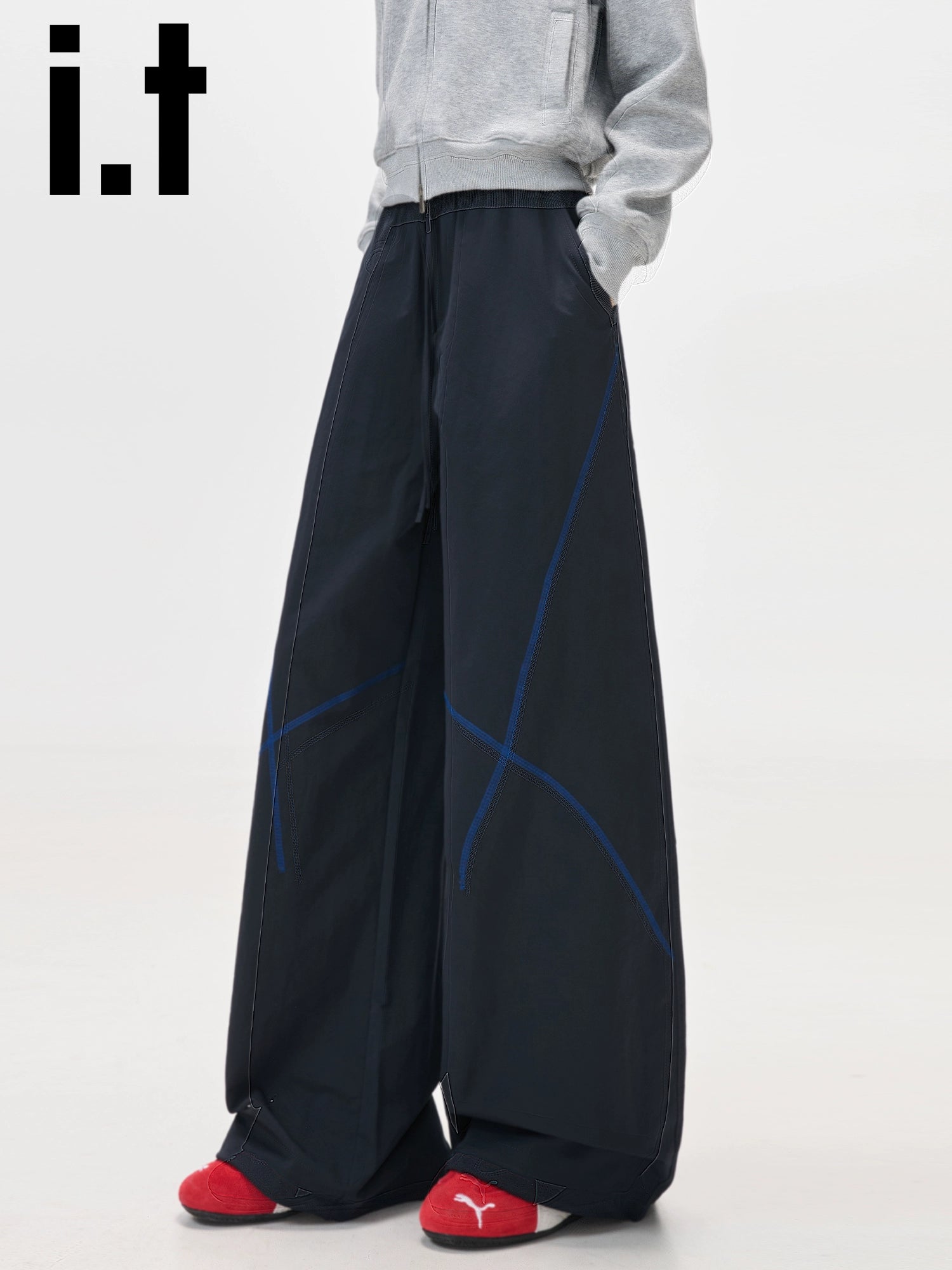 IT: CHOCOOLATE Striped Loose Wide Leg Pants