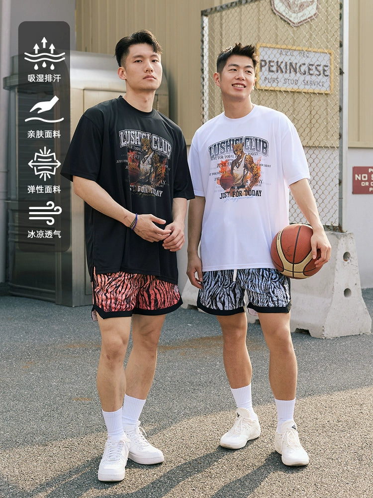 LUSHISI Zebra-pattern Quick-drying Five-point Shorts