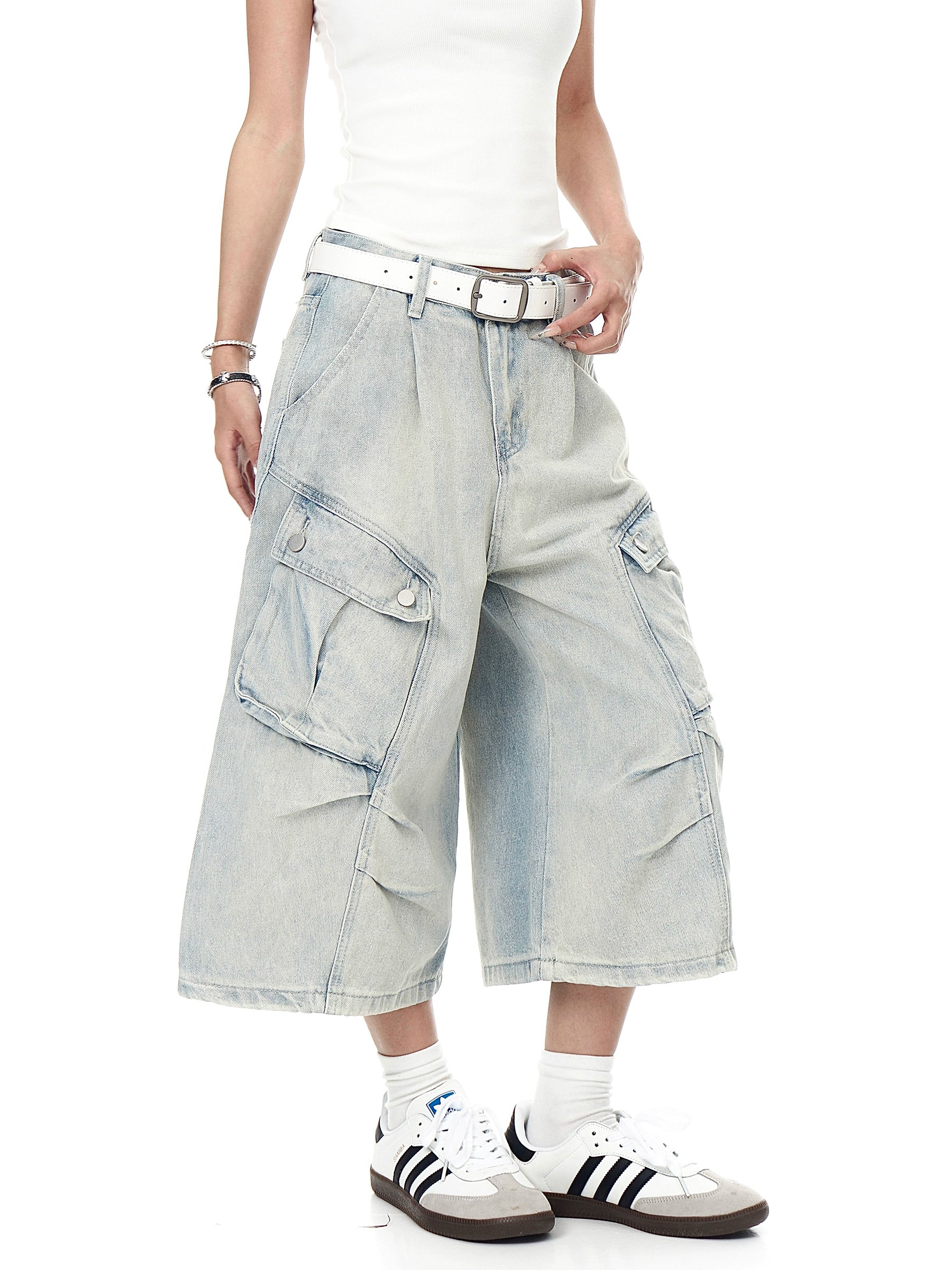BLACKLISTS Multi-pocket Denim Tooling Cropped Pants
