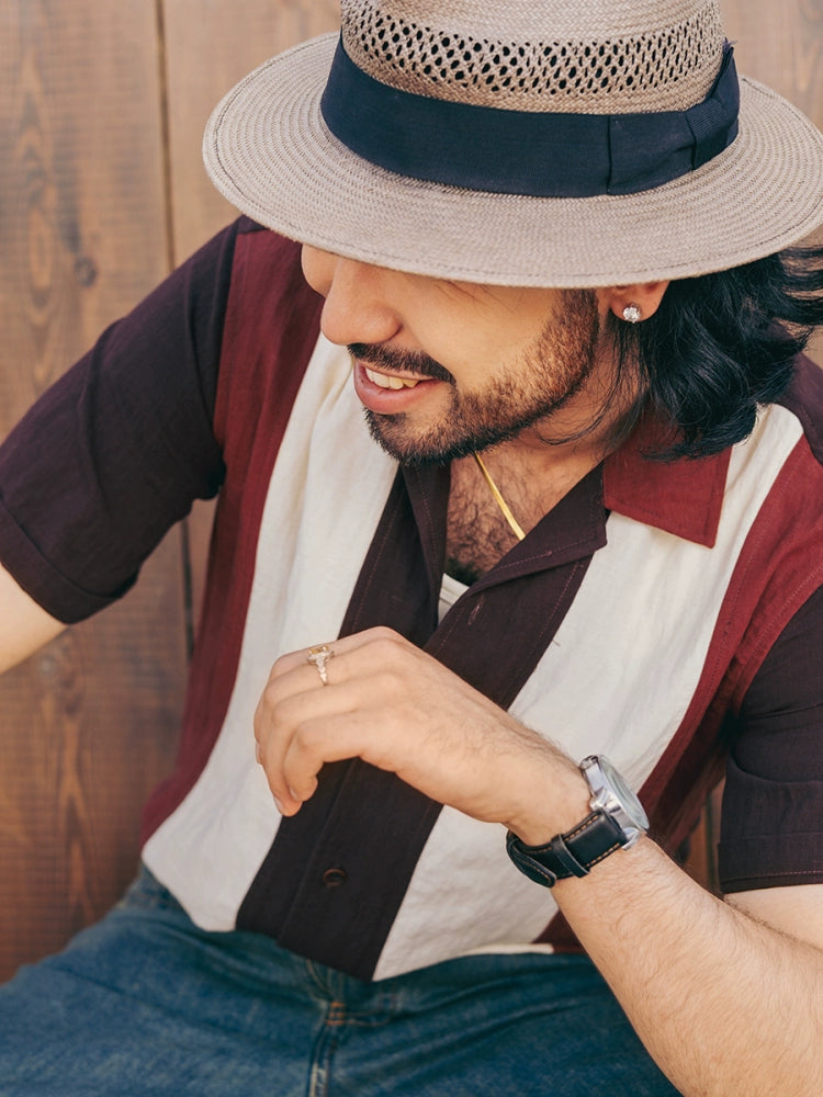 SOARIN Contrasting Splicing Short-sleeved Shirt