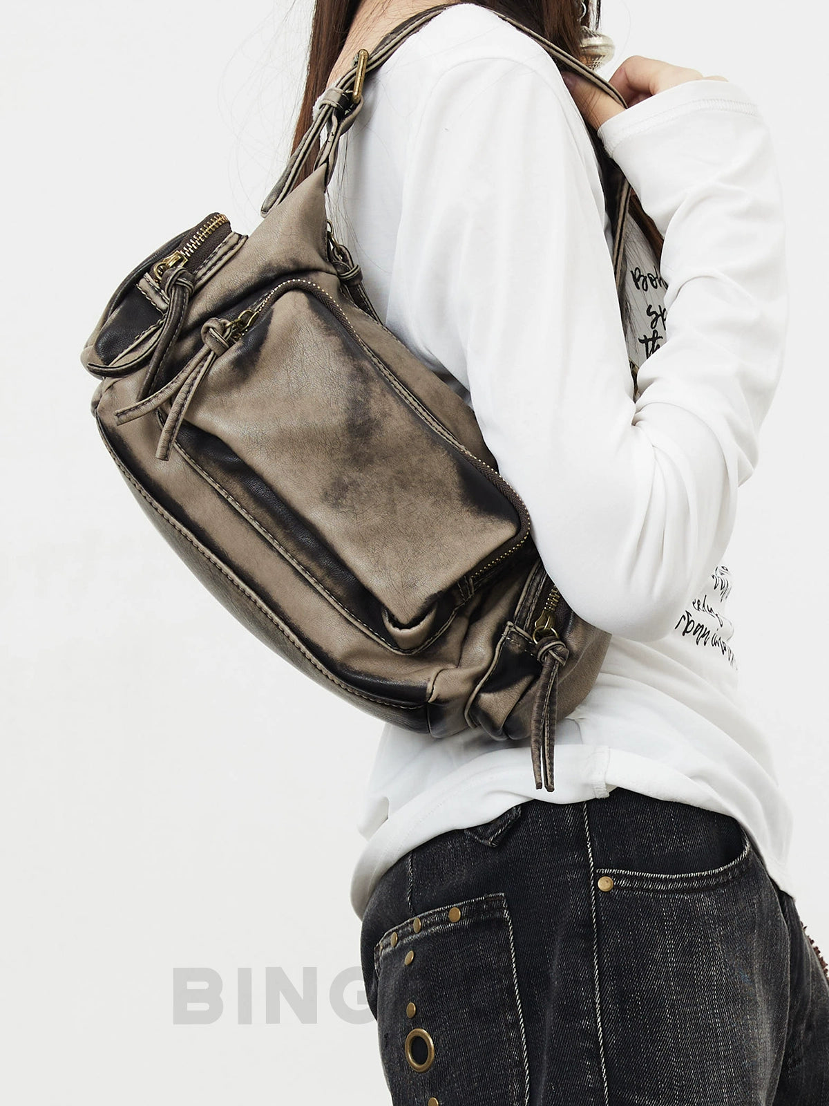 BINGBONG Retro Locomotive Bag Maillard Large Capacity Messenger Bag