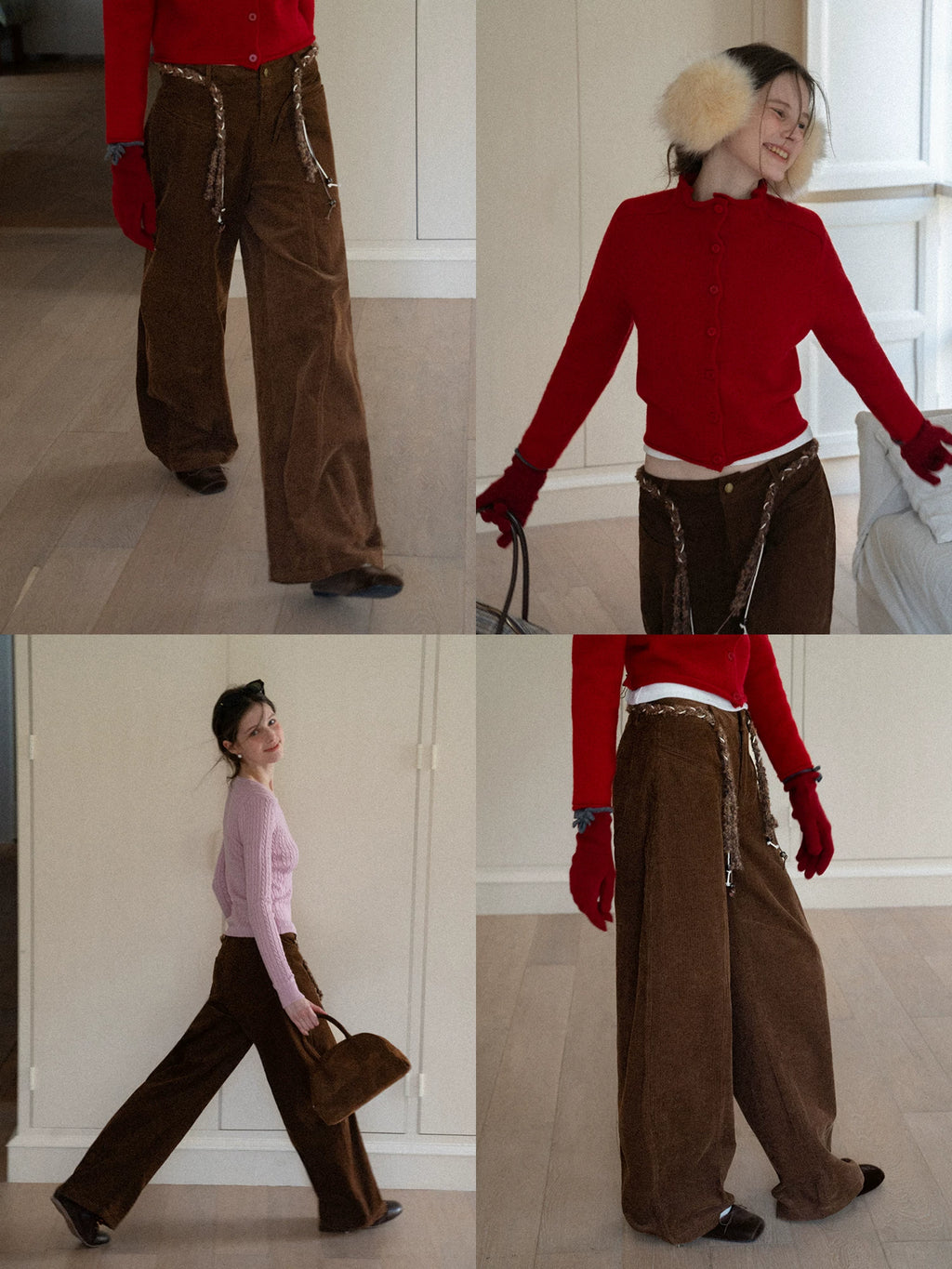 EGGKA Retro Corduroy Casual Wide-leg Pants
