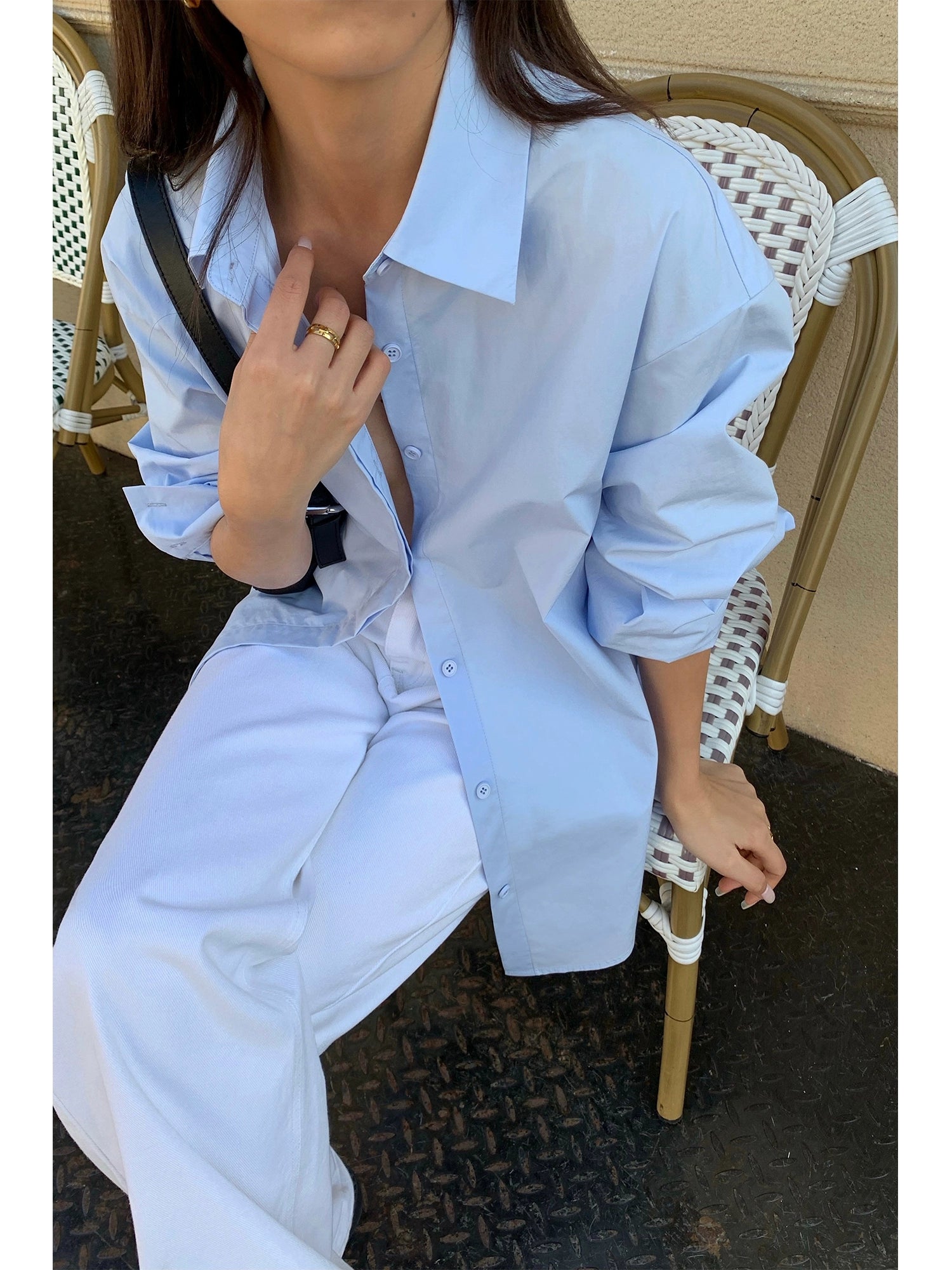 (Clearance) NEVA HU Korean Version Retro Hong Kong Flavor Loose Casual Shirt