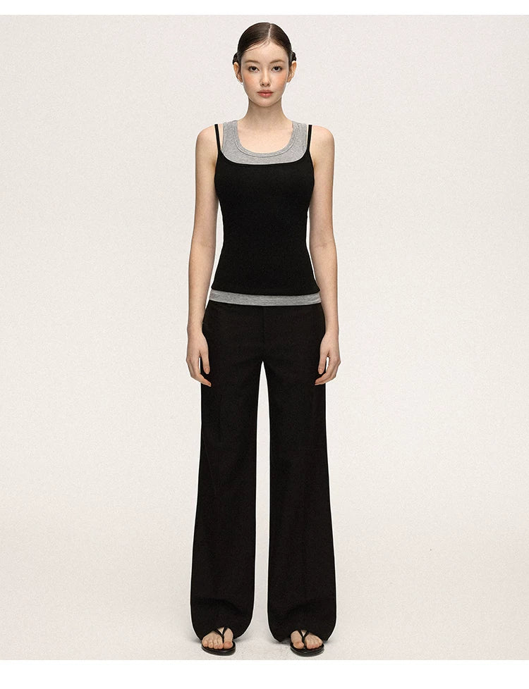 Anna Aneae High Waist Wide Leg Skinny Suit Pants