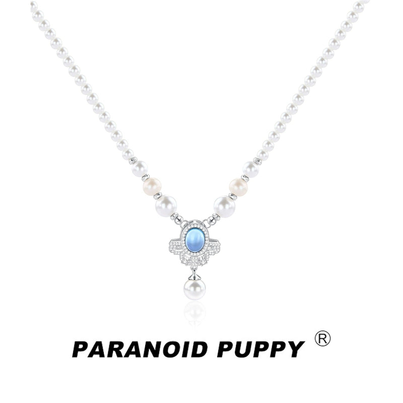 ParanoidP Snowflake Aquamarine Pearl Necklace