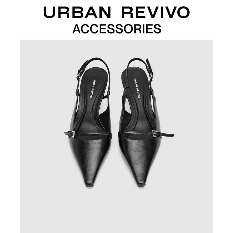 URBAN REVIVO Trendy Pointed Cat Heels Empty Shoes