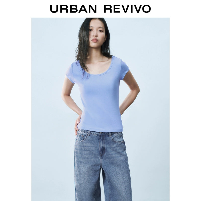 URBAN REVIVO Versatile Slim Short Sleeve T-Shirt
