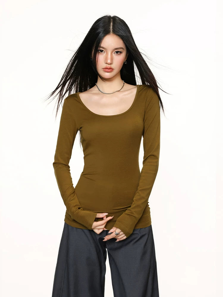 Cherry Melody Retro U-neck Waist Bottom Long Sleeve