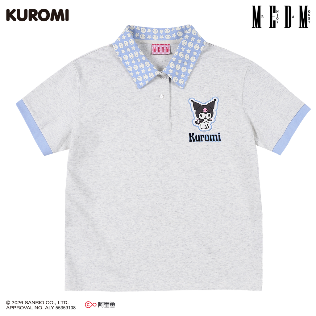 MEDM Contrasting Color Collar Edge Casual Polo Shirt Tee