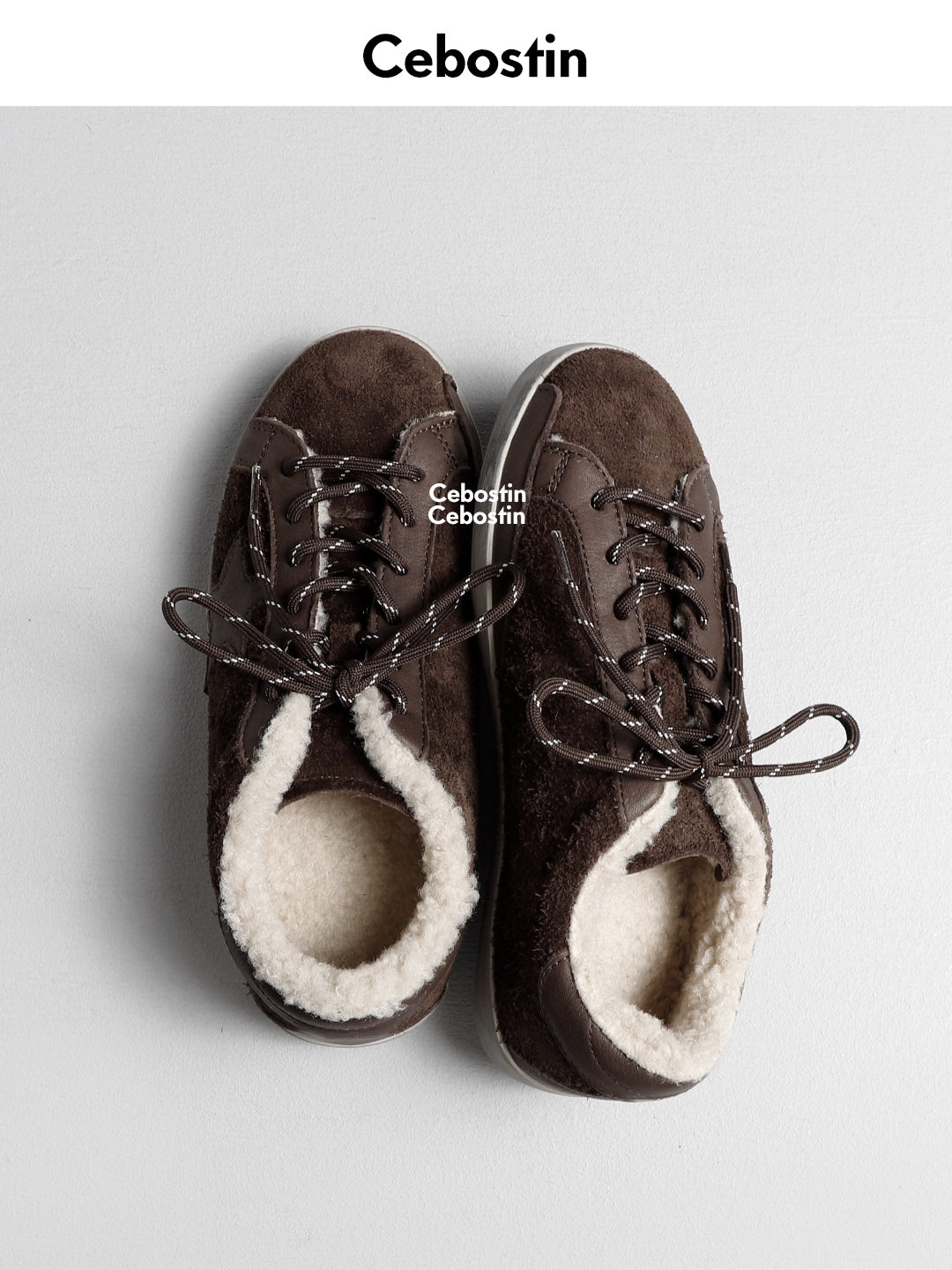 Cebostin Retro Old and Heightened Version Star Fleece Board Shoes