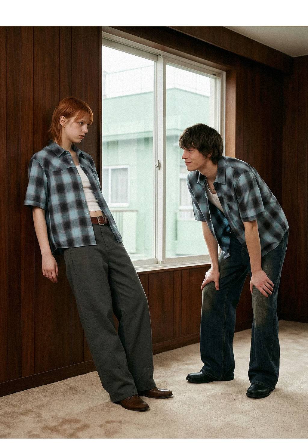 Remedy Loose Plaid Short Sleeve Shirt