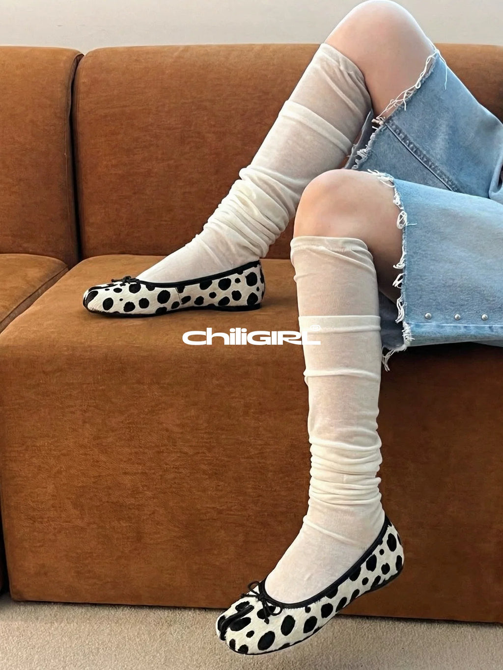 CHILIGIRL Cow-pattern Bow Light-mouth Single Shoes