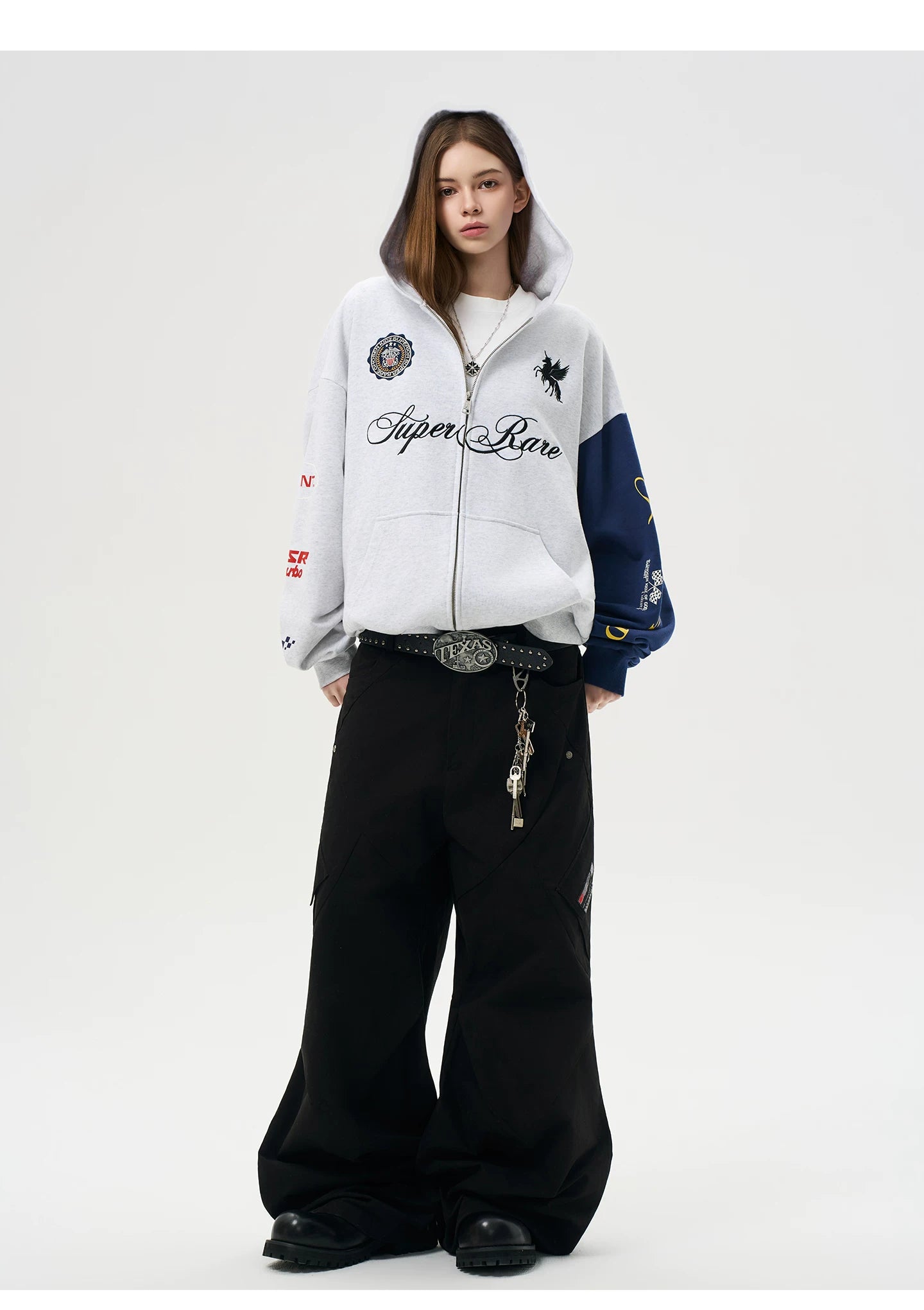 SSR Logo Embroidery Stitching Contrasting Sweater Jacket