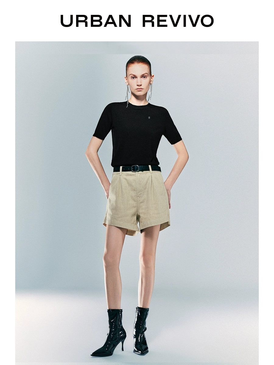 URBAN REVIVO Casual Texture Versatile Denim Shorts