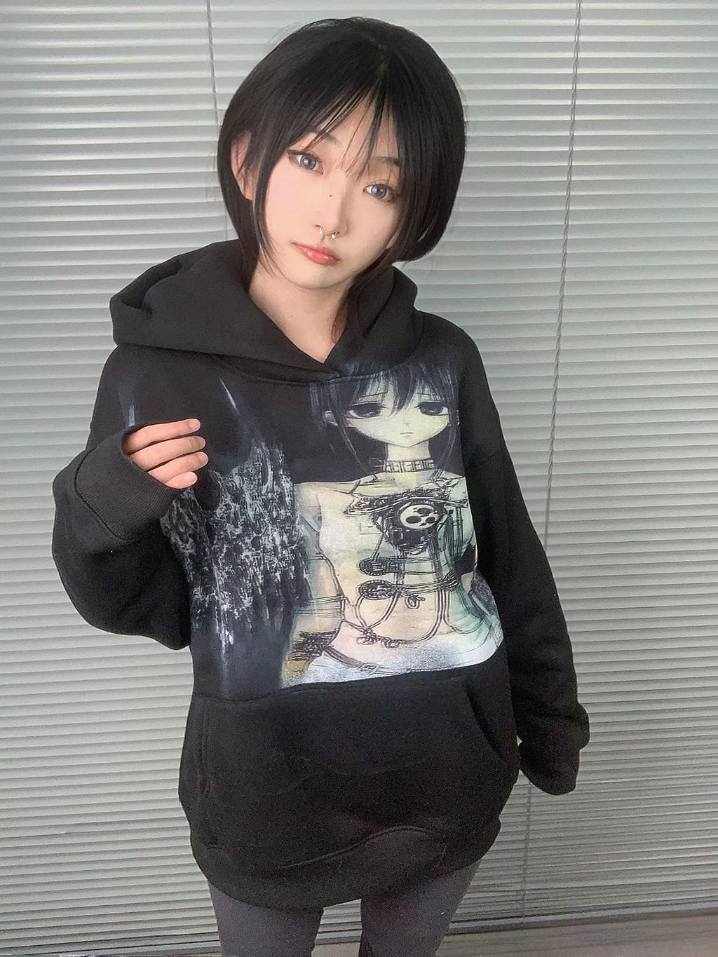 WEBBAR Acid Metal Girls Fleece Thick Sweater