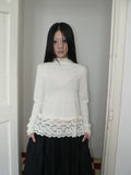 Ang: Project Lace Stitching Hollow Base Long Sleeve