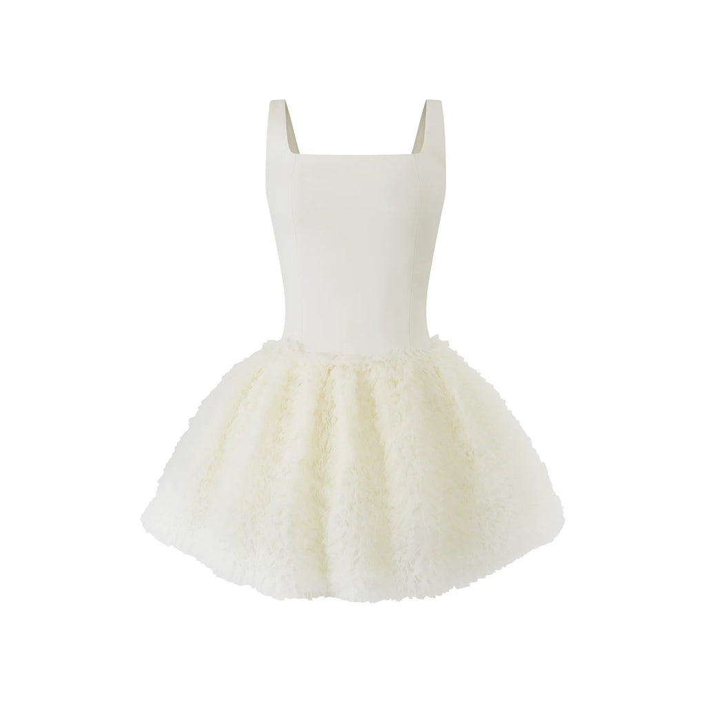 Avenement Temperament Square Neck Slim Sleeveless Dress