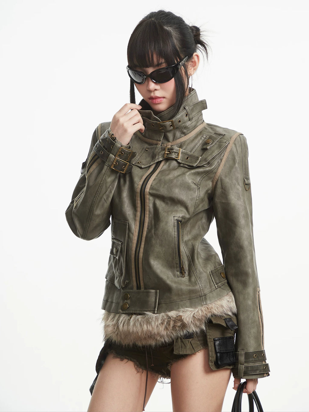 UNCMHISEX Vintage Leather Tooling Leather Jacket