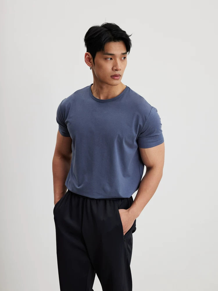 AFTERGLOW Crew Neck Front Shoulder Casual Tee
