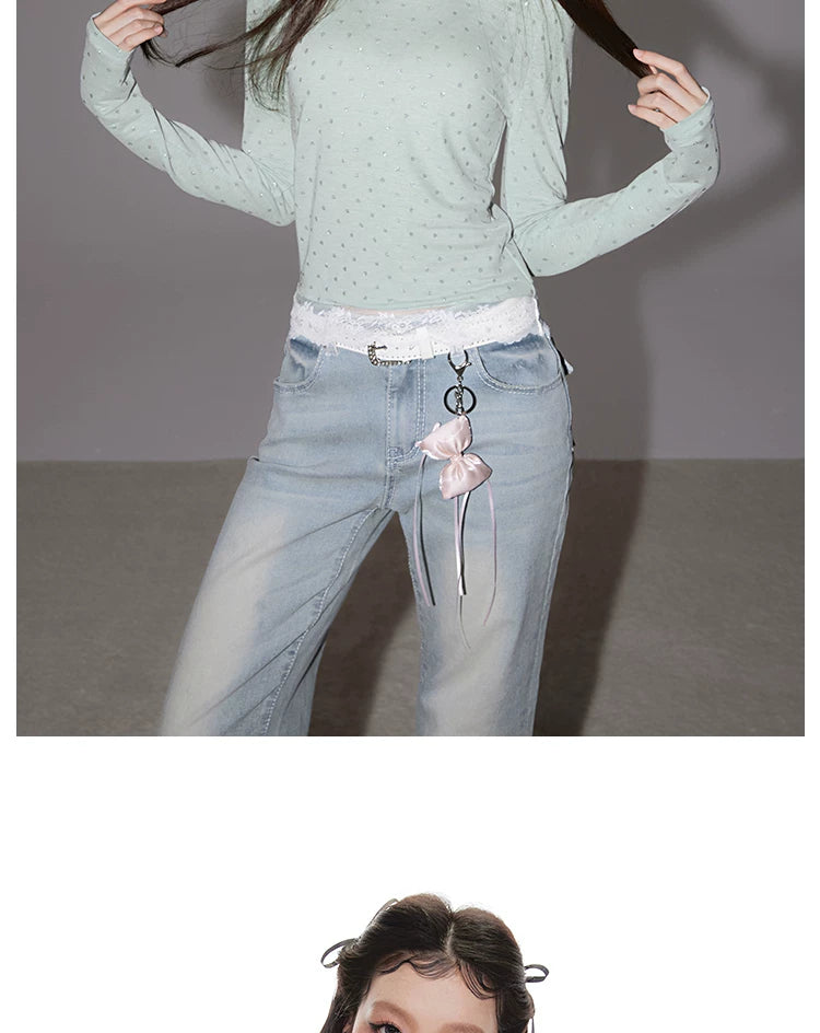 Imone Skinny Polka Dot Lace Long Sleeve