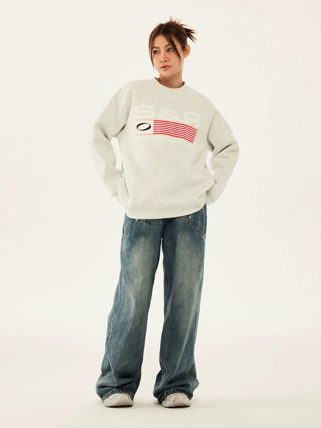 SOSER Vintage Foam Print Pullover Sweater