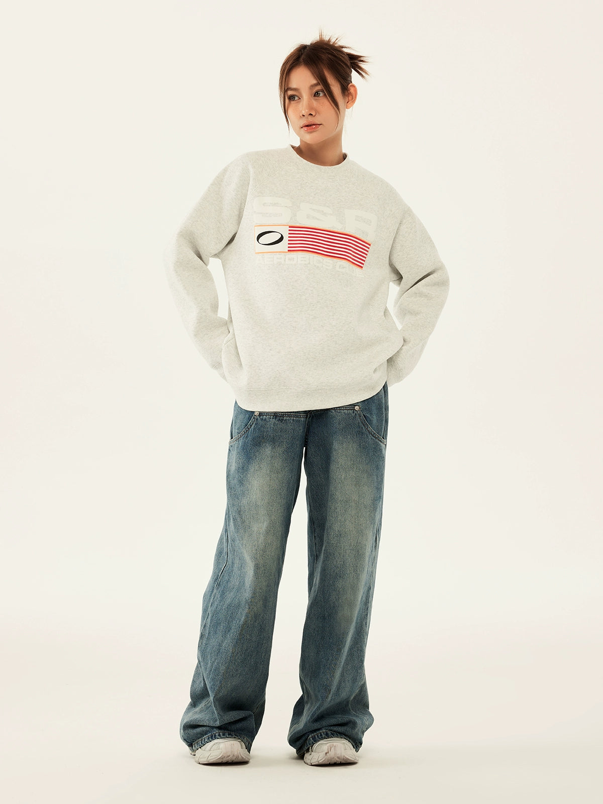 SOSER Vintage Foam Print Pullover Sweater