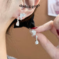 DODOGOGO Water Drop Butterfly Fringed Earrings