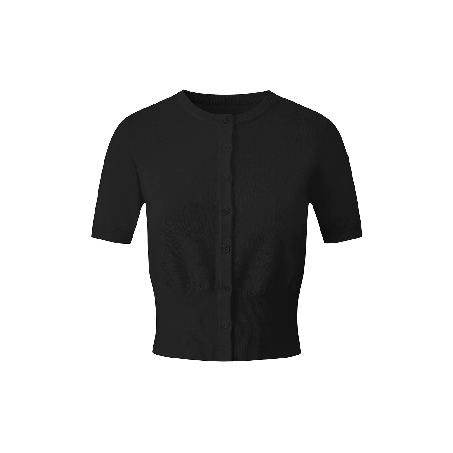 Avenement Knitted Round Neck Slim Short Tee