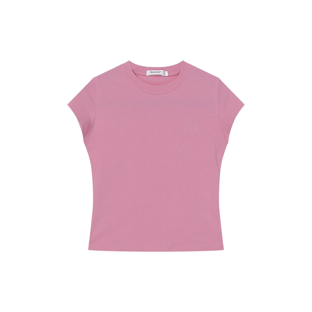 FUNKYFUN Embroidery Front Shoulder Waist Tee