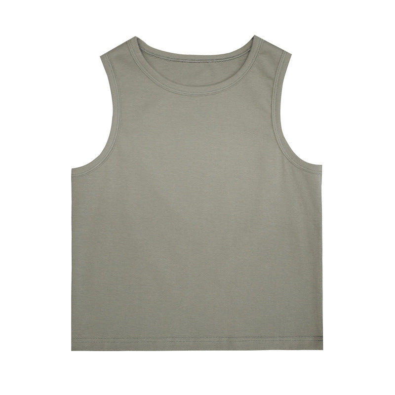 UNF round neck slim-fitting outer Crop Top Tee