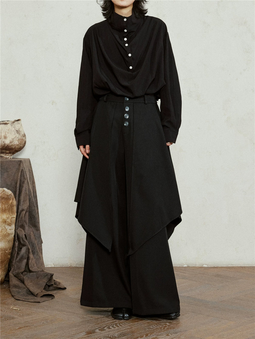 SUNYVONNE Irregular Casual Wide-leg Pants