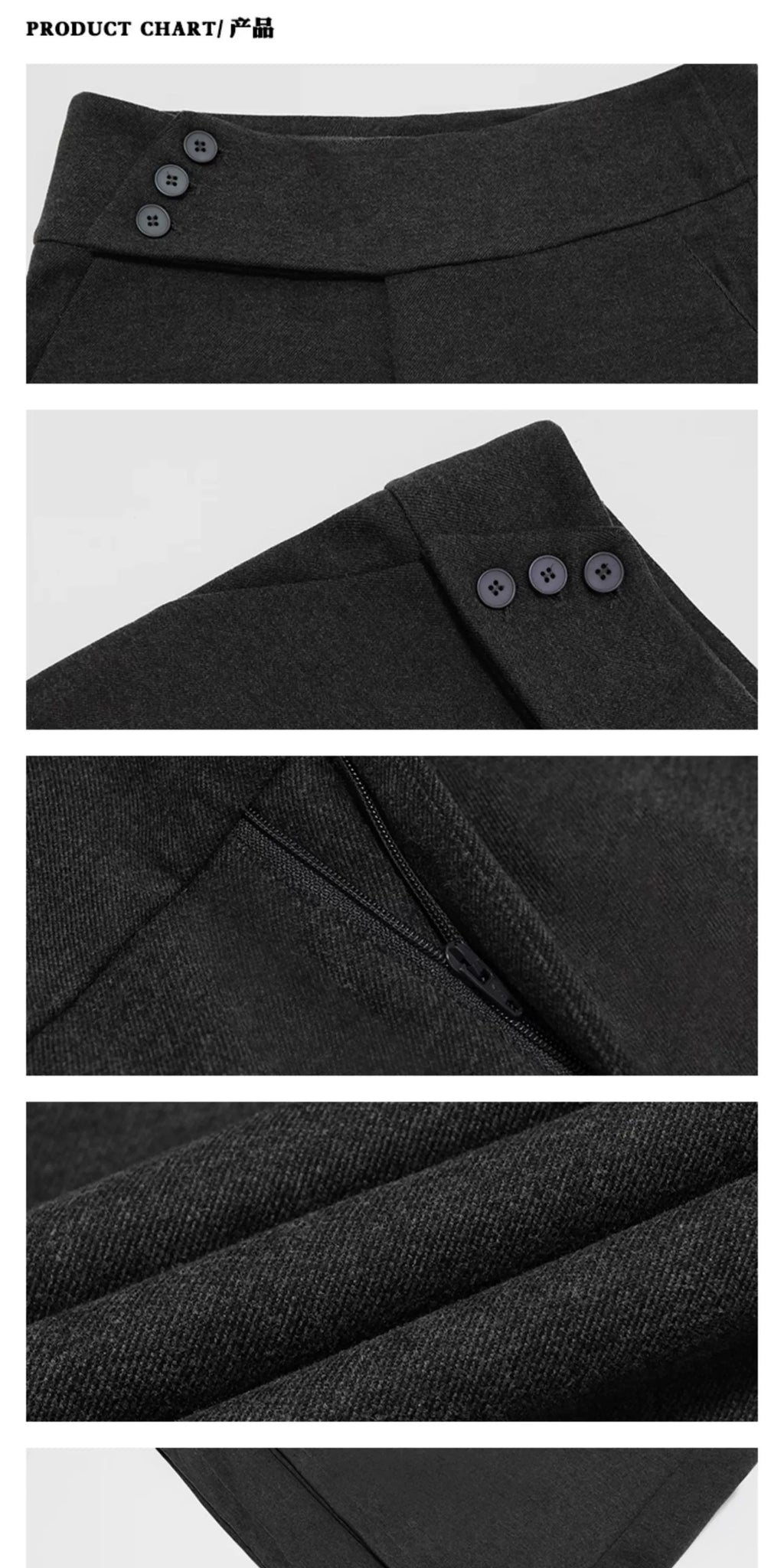 ZAVK Side Waist Button Skinny Wide Leg Pants