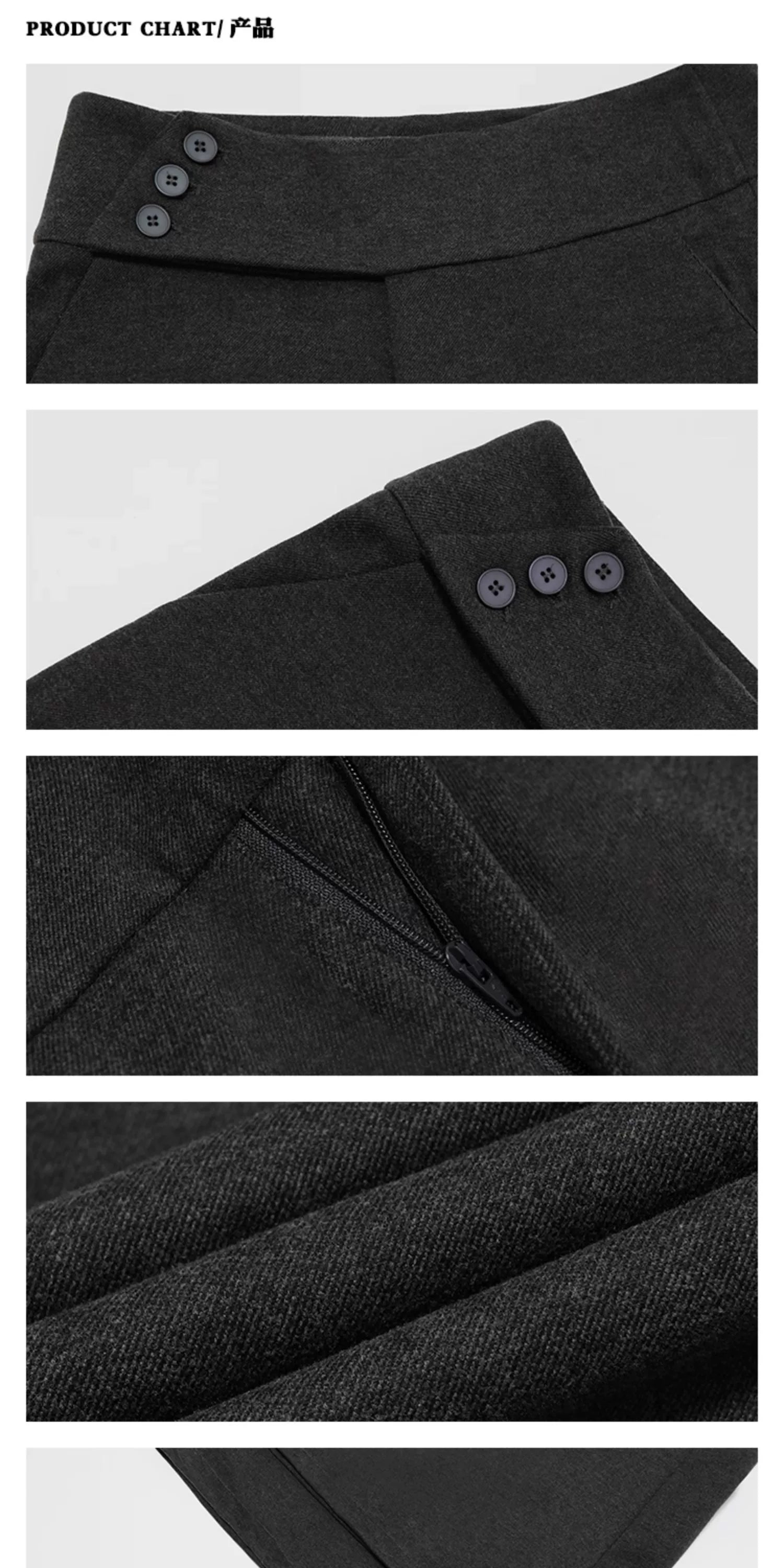 ZAVK Side Waist Button Skinny Wide Leg Pants