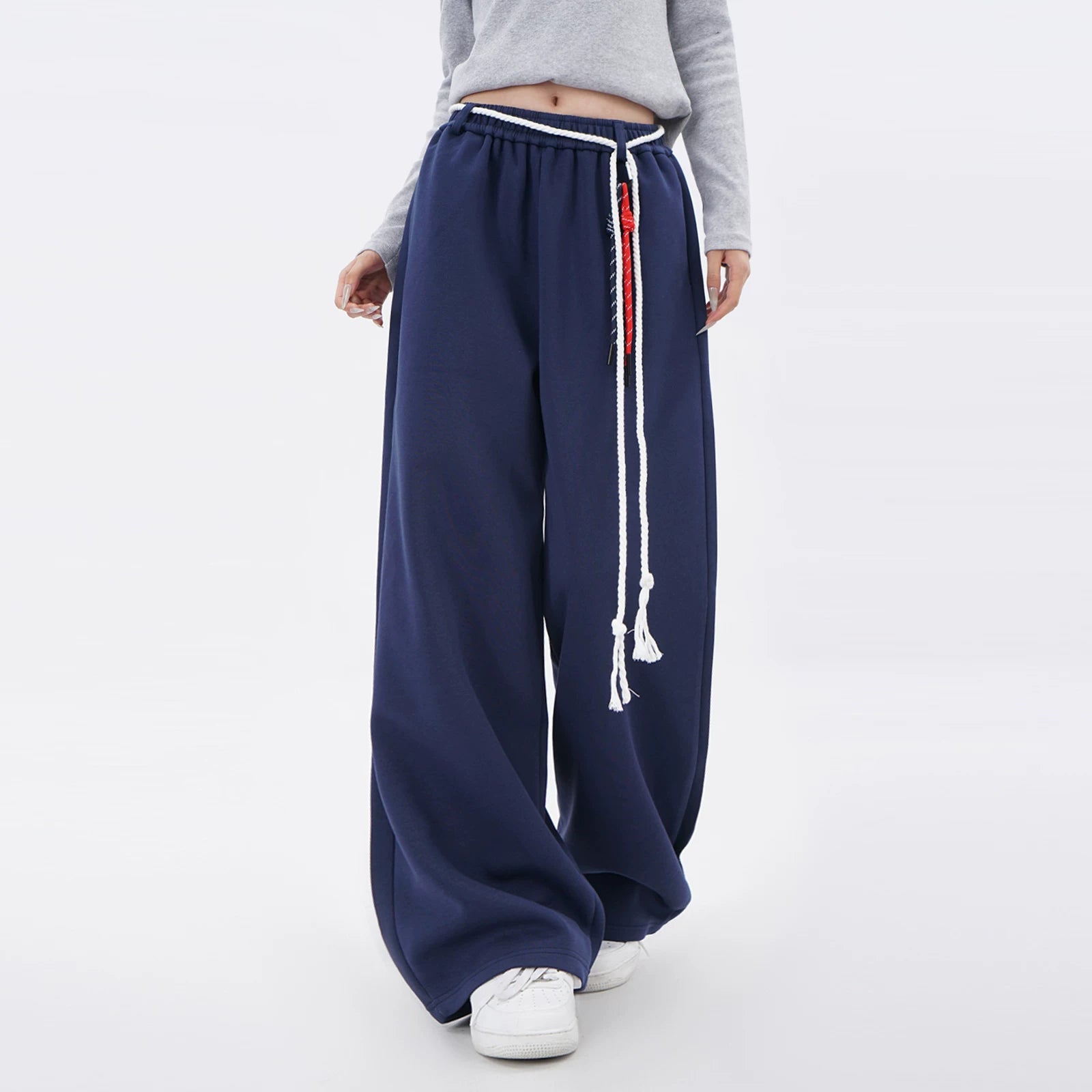 SAMUSAN High Waist Loose Strap Sweatpants