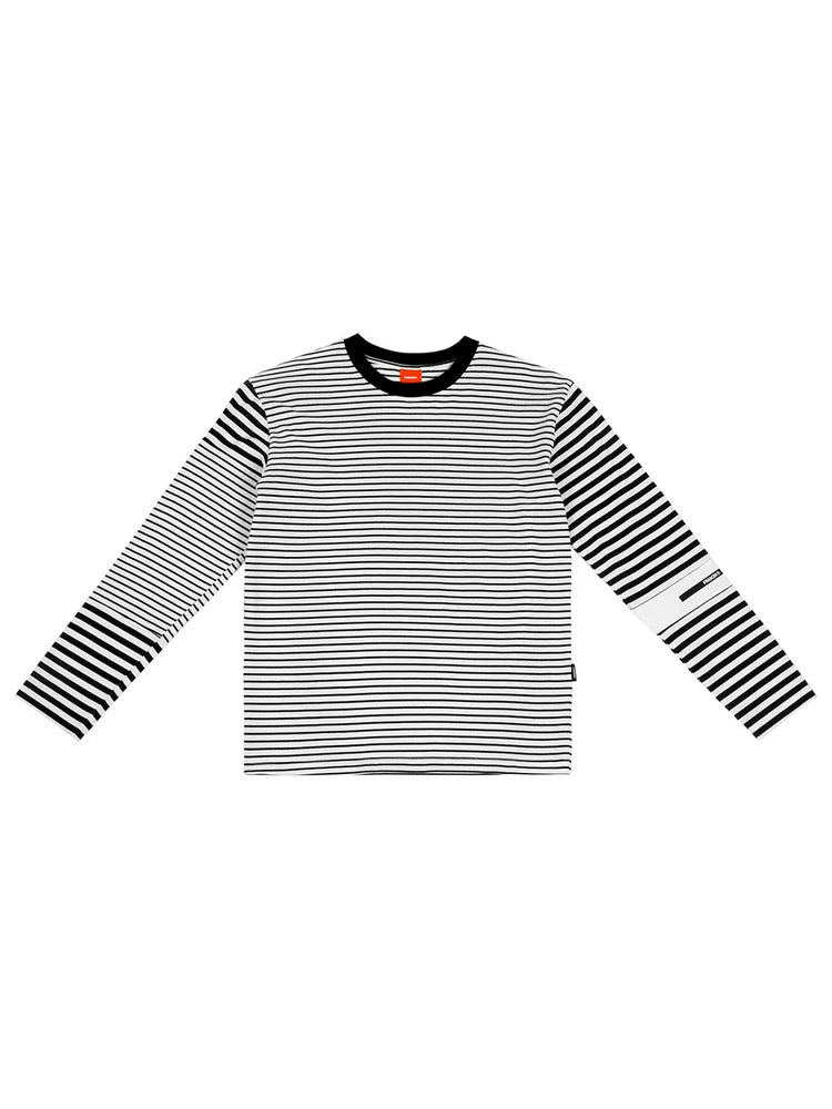 FMACM Irregular Striped Splicing Long Sleeve