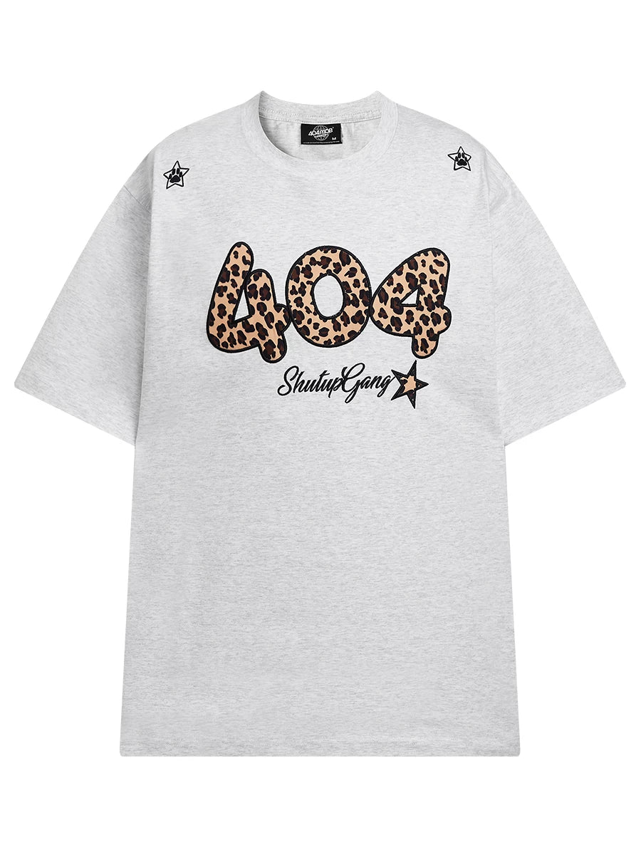 404MOB Leopard Print Three-dimensional Embroidery Tee