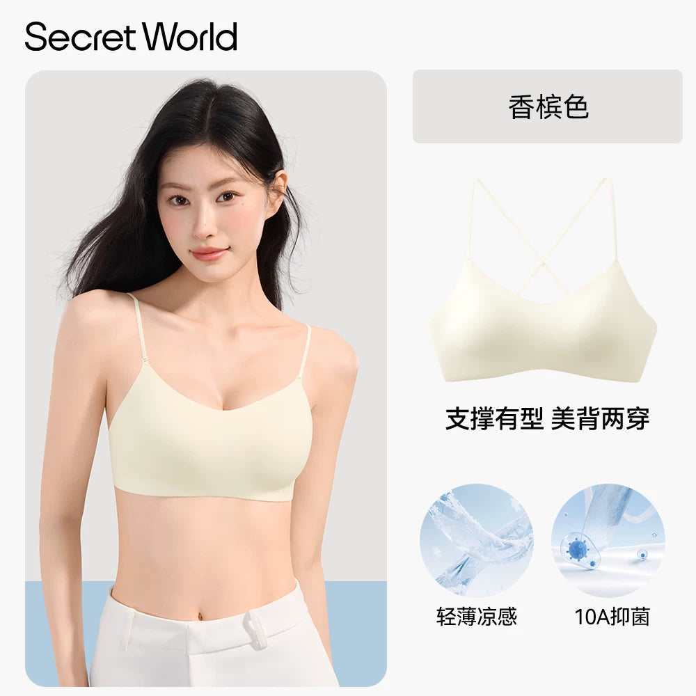 SecretWorld Crossed Traceless Sling Bra Cover