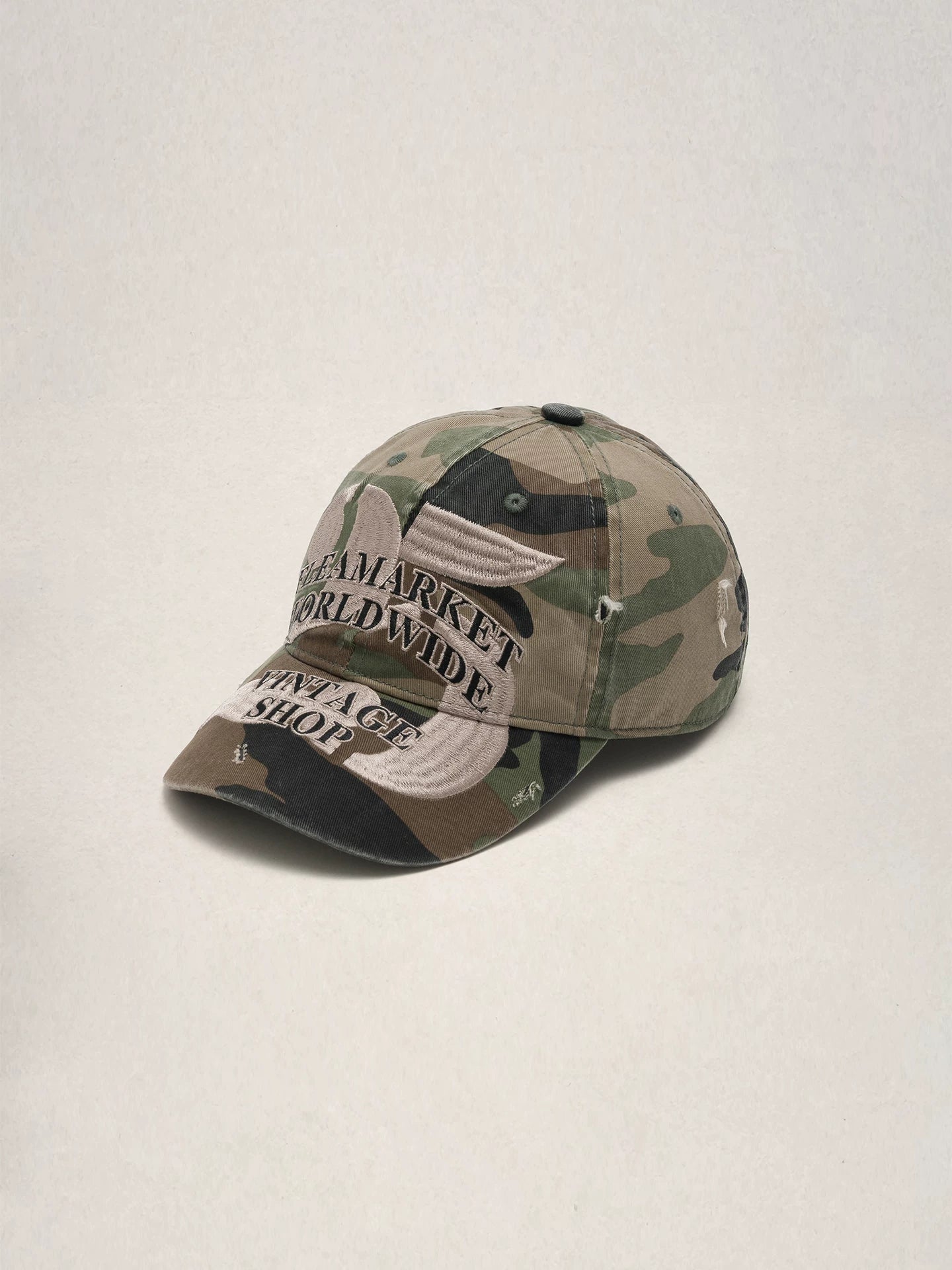Fleamarket Vintage Alphabet Embroidery Camouflage Cap