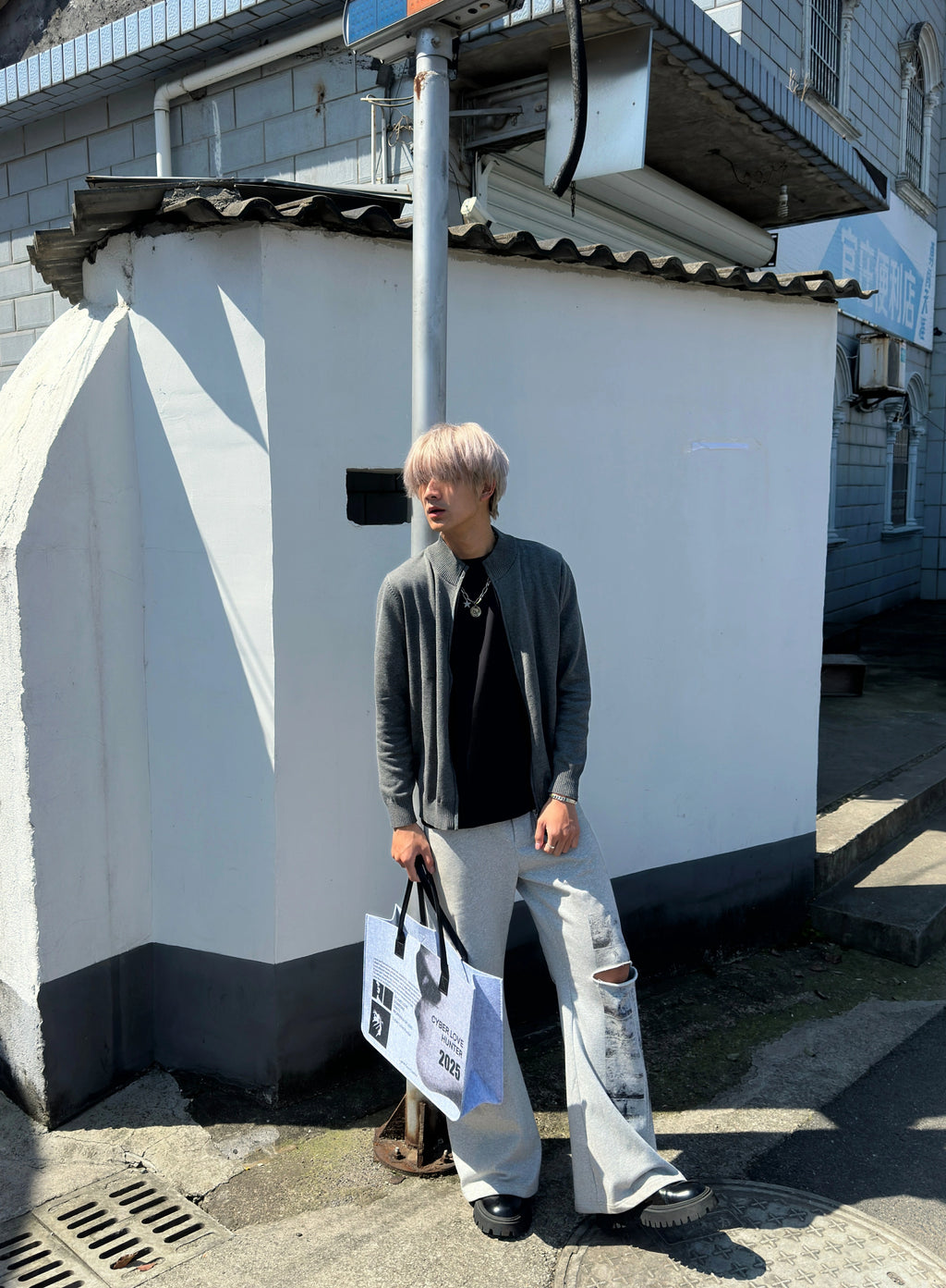 TumBlerine Stand-up Collar, Old Money Style, Wool Zip-up Cardigan 100% Cotton Jacket